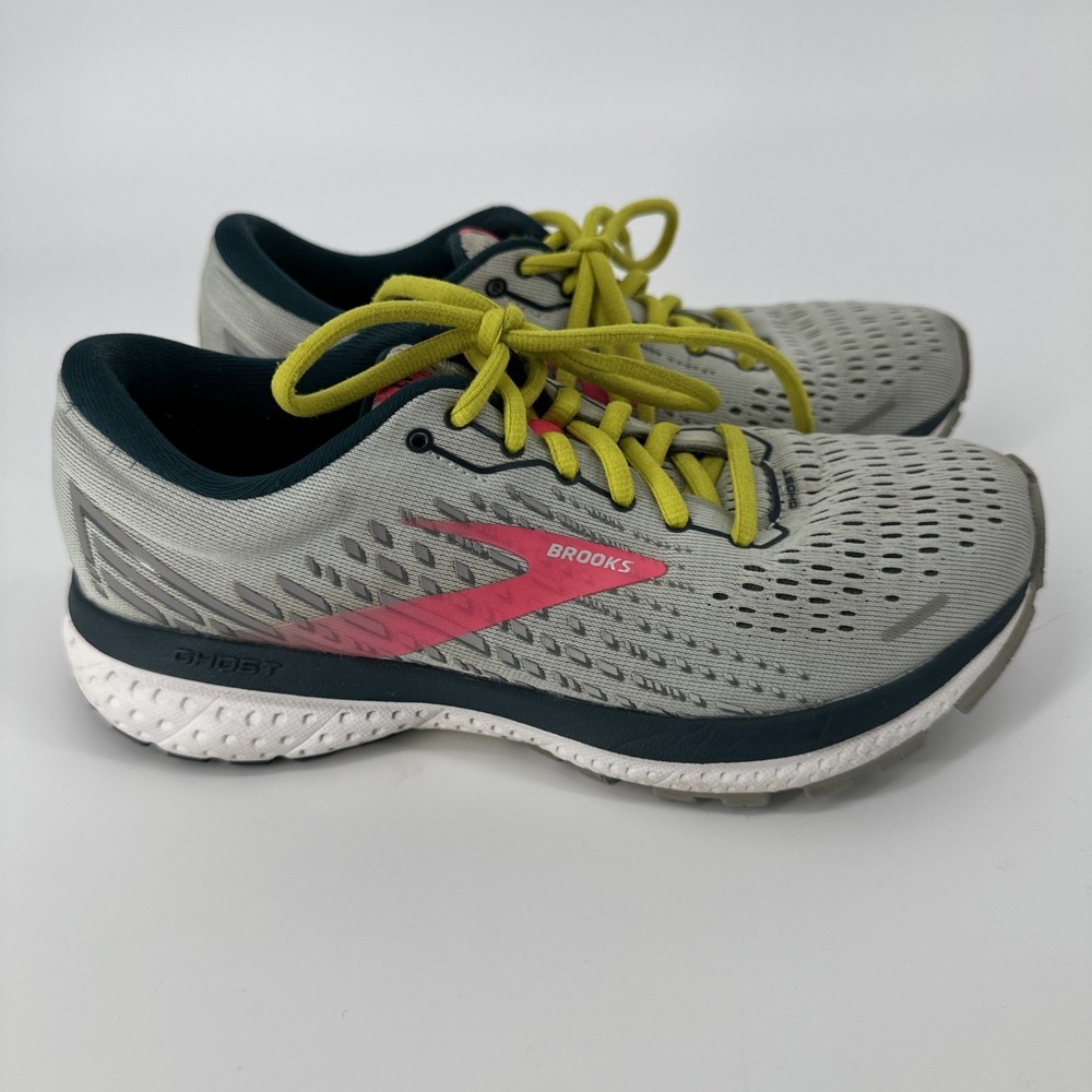 Brooks Ghost 13 Sneakers Womens 6 Gray Yellow Pink Running Support Running Shoes